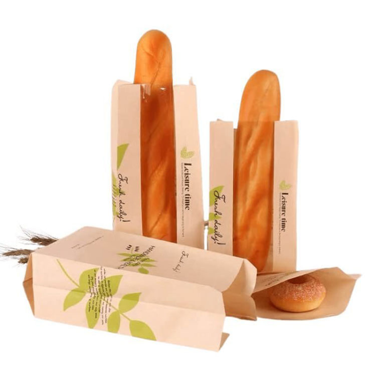 Kantong kertas roti baguette dengan jendela